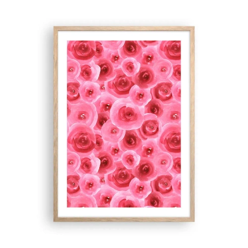Poster in cornice rovere chiaro - Rose in alto e in basso - 50x70 cm