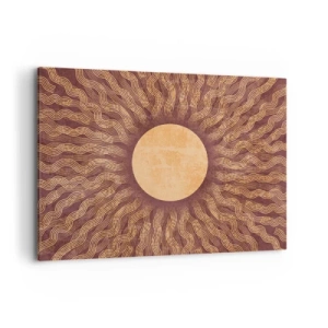 Quadro su tela - Stampe su Tela - Motivo soleggiato con raggi su uno sfondo nei toni del marrone - 100x70cm - L'icona del sole - Decorazione murale moderna per soggiorno e camera da letto ARTTOR