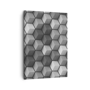 Quadro su tela - Stampe su Tela - Composizione geometrica di cubi nelle tonalità del grigio e del nero - 50x70cm - Puzzle cubista - Decorazione murale moderna per soggiorno e camera da letto ARTTOR