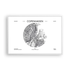 Poster in cornice bianca - Anatomia di Copenaghen - 100x70 cm