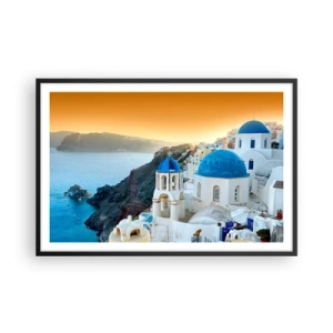 Poster in cornice nera - Santorini: aggrappate alle rocce - 91x61 cm