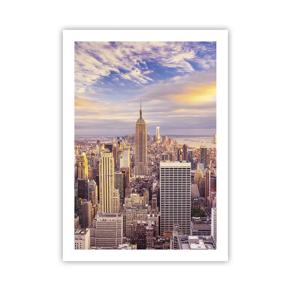 Poster - Panorama di New York City dall'Empire State Building al tramonto - 50x70cm - Toccando le nuvole - Decorazione murale moderna per soggiorno e camera da letto ARTTOR