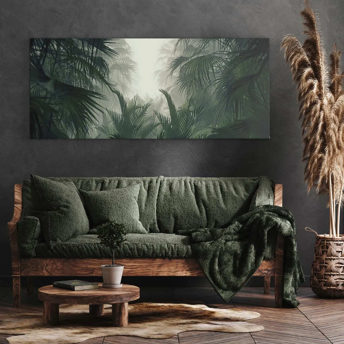 Quadro su tela - Stampe su Tela - Vegetazione tropicale nella fitta nebbia della foresta pluviale - 140x50cm - Mistero dei tropici - Decorazione murale moderna per soggiorno e camera da letto ARTTOR