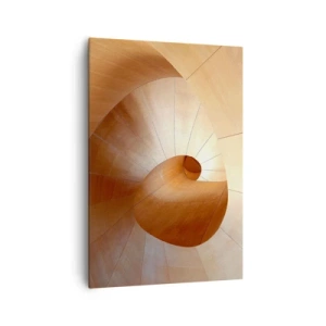 Quadro su tela - Stampe su Tela - Spirale astratta nei toni del legno e del marrone chiaro - 70x100cm - Serpentina architettonica - Decorazione murale moderna per soggiorno e camera da letto ARTTOR