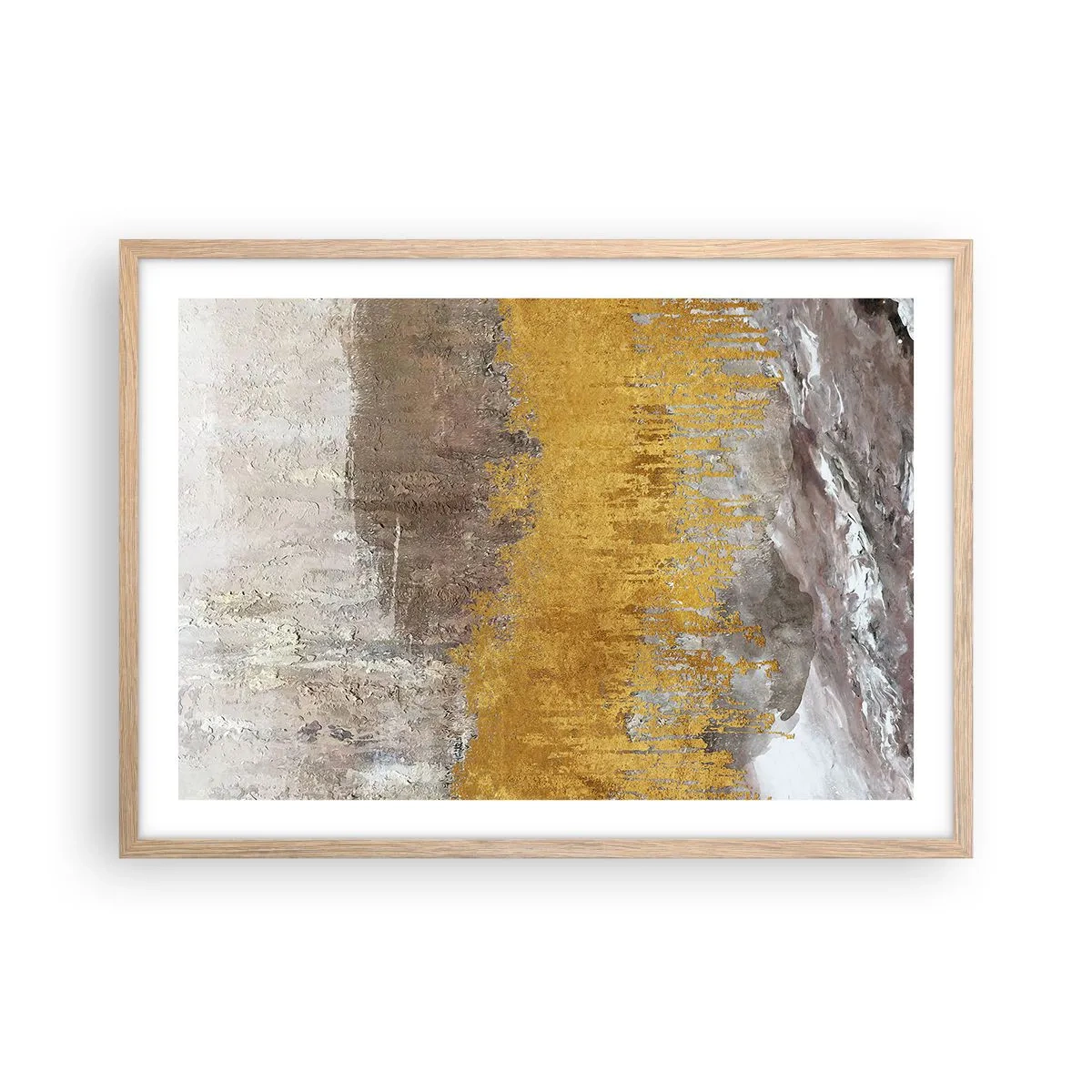 Poster in cornice rovere chiaro - Soffio dorato - 70x50 cm