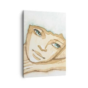 Quadro su tela - Stampe su Tela - Ritratto artistico di una donna in colori pastello - 50x70cm - L'albero della poesia cresce nel silenzio - Decorazione murale moderna per soggiorno e camera da letto ARTTOR