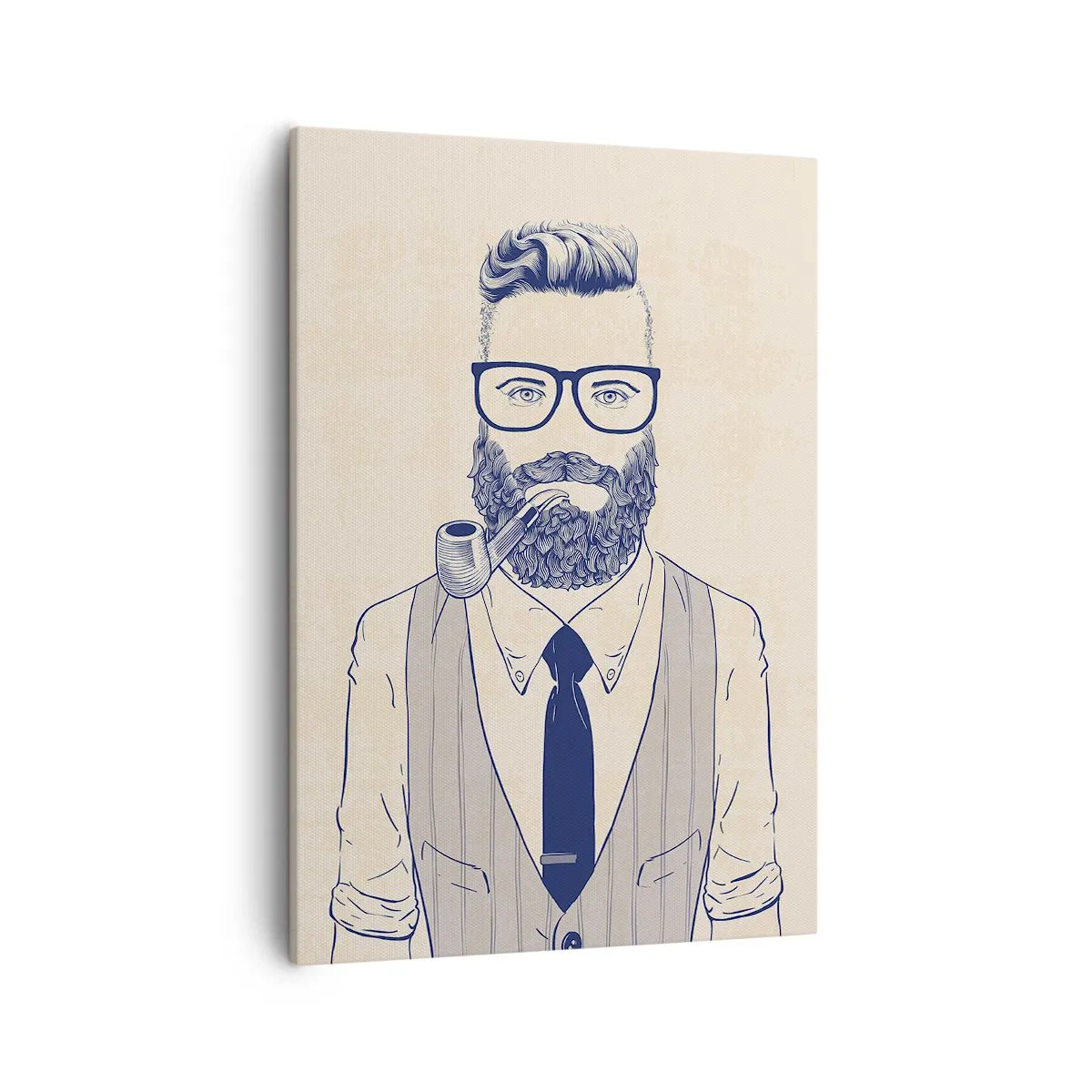 Quadro su tela - Stampe su Tela - Uomo stilizzato con barba, pipa e occhiali - 50x70cm - Allegro, maschile e alla moda - Decorazione murale moderna per soggiorno e camera da letto ARTTOR