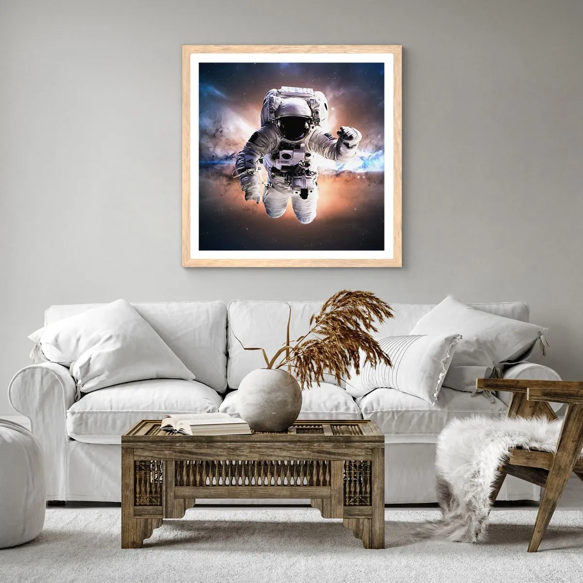 Poster in cornice rovere chiaro - Saluti dal cosmo - 40x40 cm
