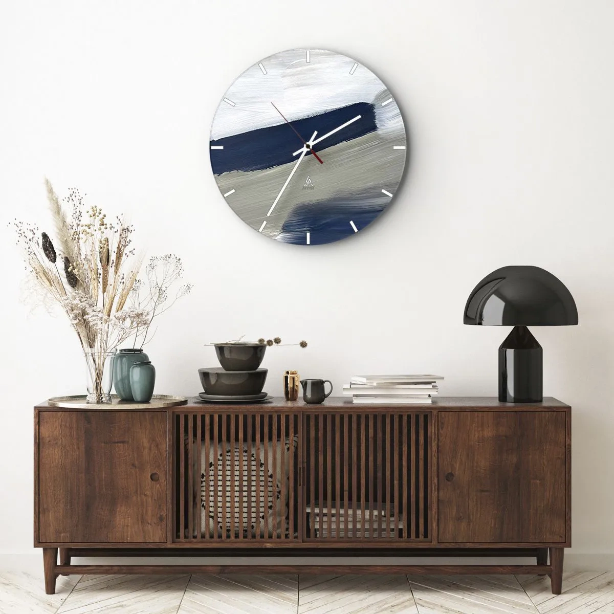 Orologio da parete - Orologio in Vetro - Incontro con il bianco - 30x30 cm