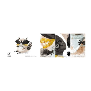 Campione di Fotomurale Adesivo Deluxe Sticker - Il mio amico procione - Per bambini, Procione, Grafica - 100x30 cm