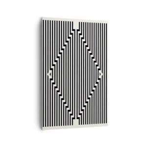 Quadro su tela - Stampe su Tela - Linee bianche e nere che creano un effetto di illusione geometrica - 80x120cm - Illusione geometrica - Decorazione murale moderna per soggiorno e camera da letto ARTTOR