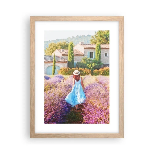 Poster in cornice rovere chiaro - La ragazza nella lavanda - 30x40 cm