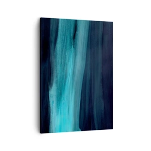 Quadro su tela - Stampe su Tela - Sottili onde astratte in tonalità scure di blu - 50x70cm - Seguendo la corrente - Decorazione murale moderna per soggiorno e camera da letto ARTTOR