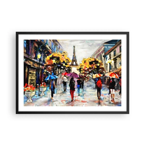 Poster in cornice nera - Una passeggiata autunnale a Parigi con vista sulla Torre Eiffel - 70x50cm - Bella soprattutto d'autunno - Decorazione murale moderna per soggiorno e camera da letto ARTTOR