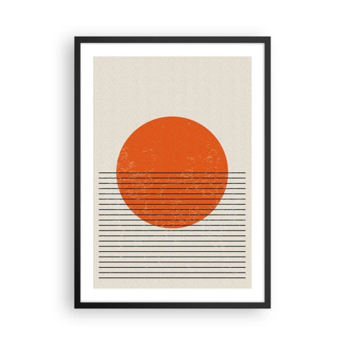 Poster in cornice nera - Un tramonto minimalista in forma geometrica - 50x70cm - Sempre il sole - Decorazione murale moderna per soggiorno e camera da letto ARTTOR