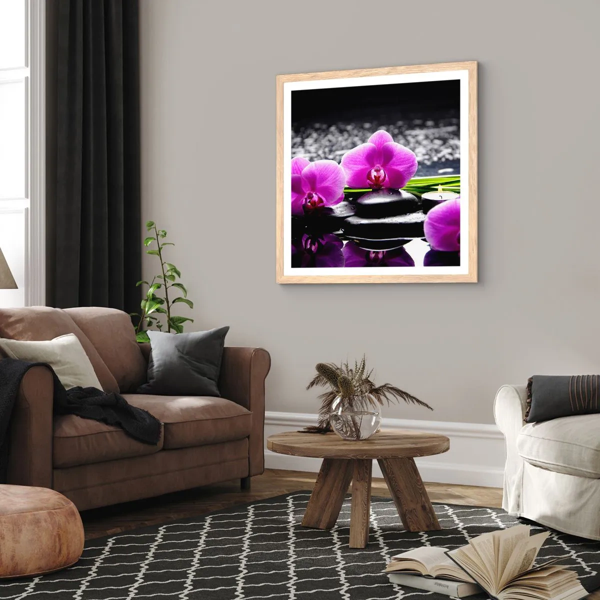 Poster in cornice rovere chiaro - Annegare nel silenzio e nella pace - 60x60 cm