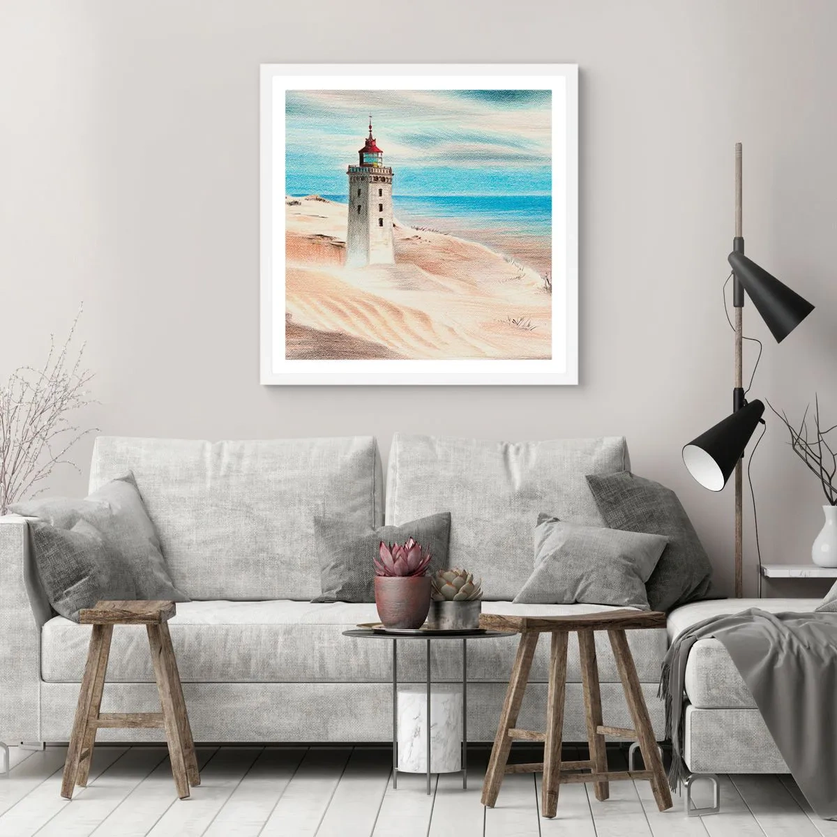 Poster in cornice bianca - Sempre guardando il mare - 50x50 cm
