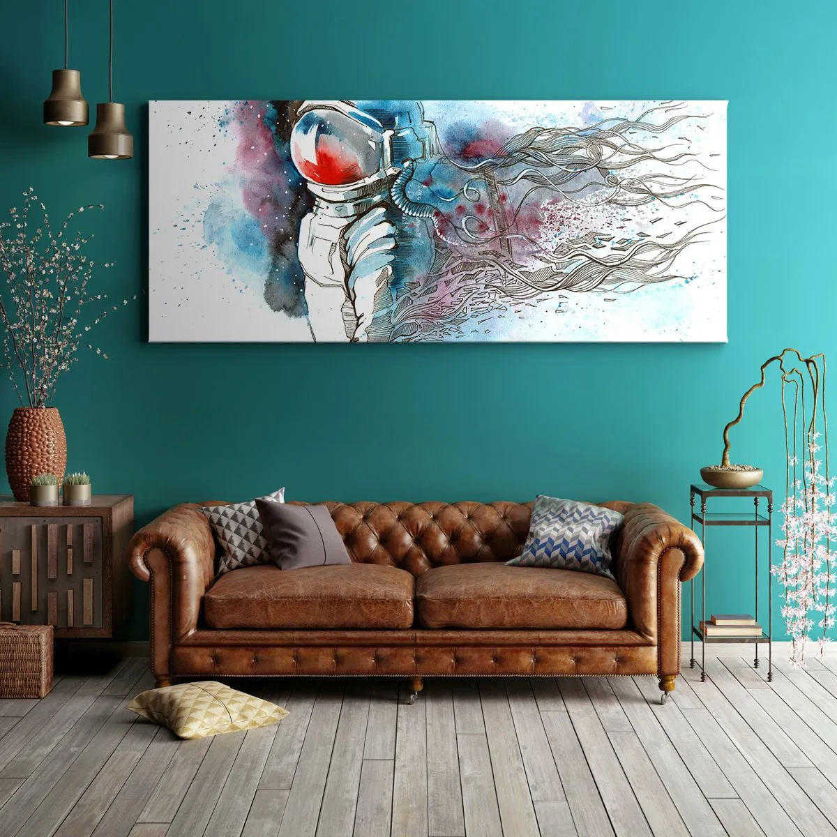 Quadro su tela - Stampe su Tela - Da solo nel cosmo - 90x30 cm