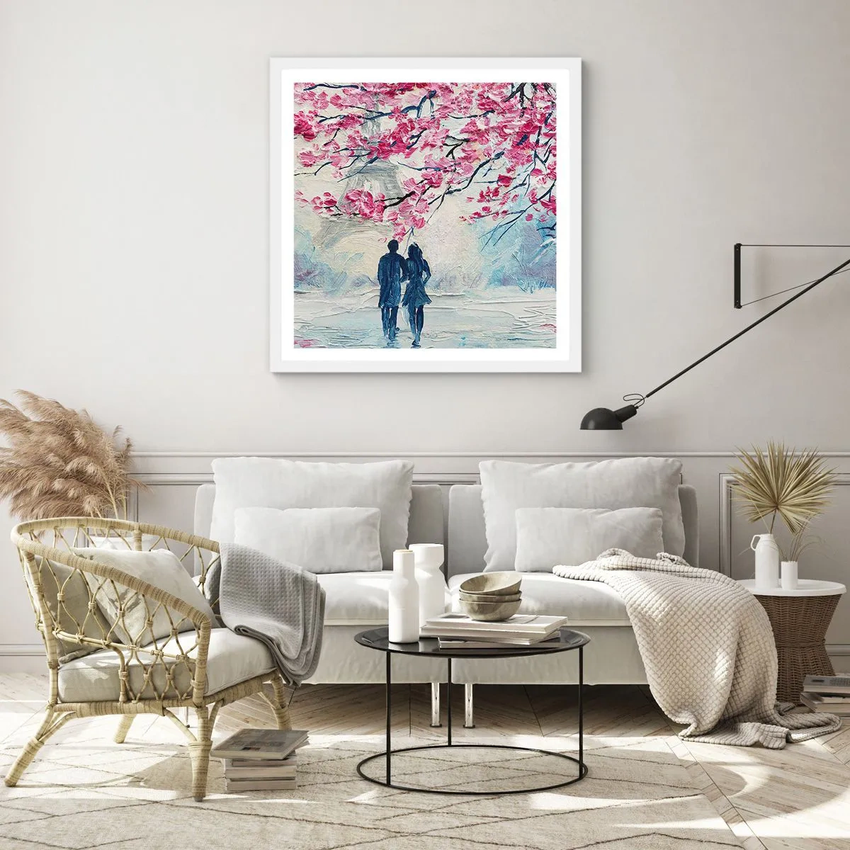 Poster in cornice bianca - Passeggiata romantica - 40x40 cm