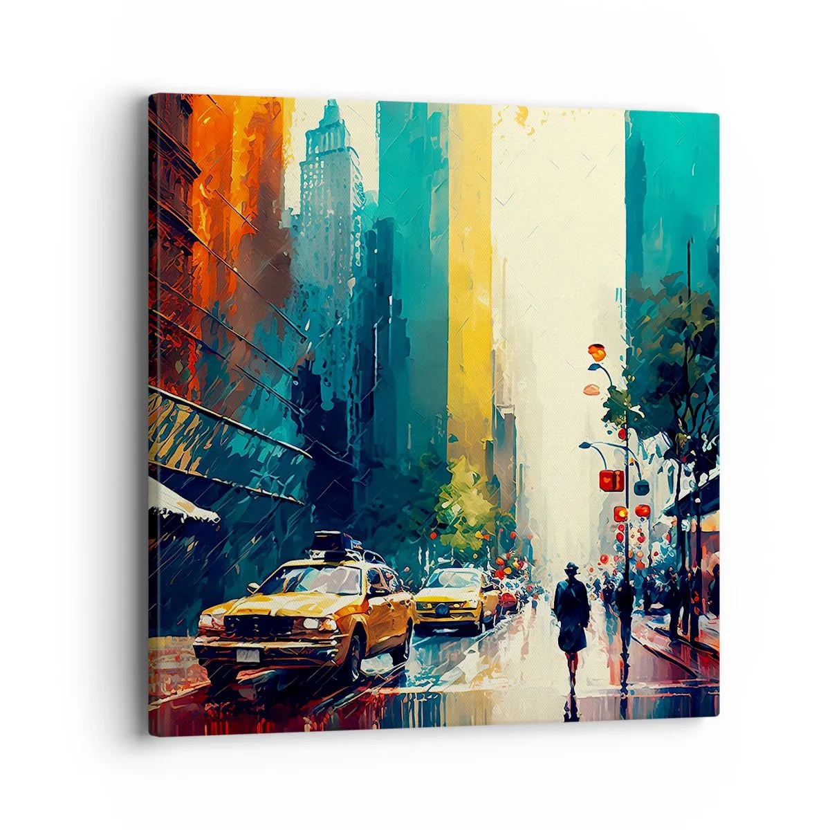 Quadro su tela - Stampe su Tela - New York: qui anche la pioggia è colorata - 40x40 cm