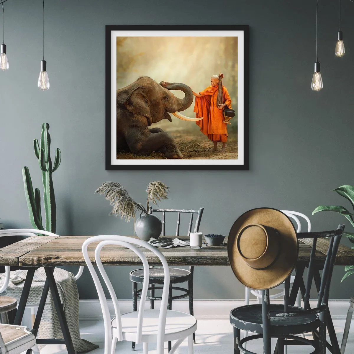 Poster in cornice nera - Incontro nel viaggio - 50x50 cm