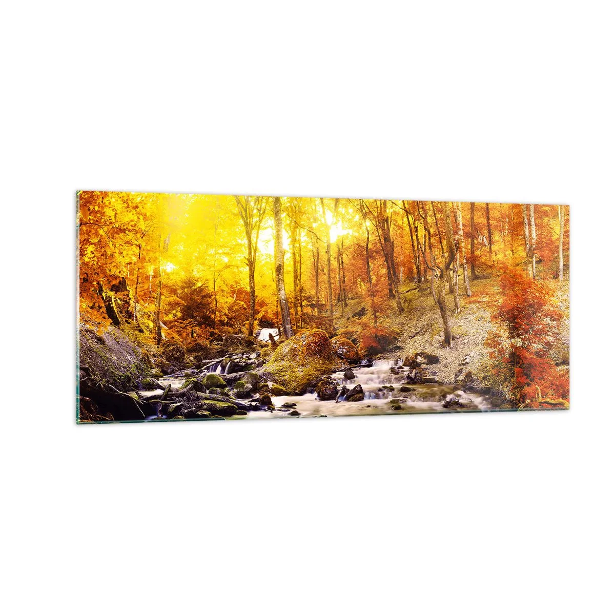 Quadro su vetro - Pietre incorniciate in oro e platino - 100x40 cm