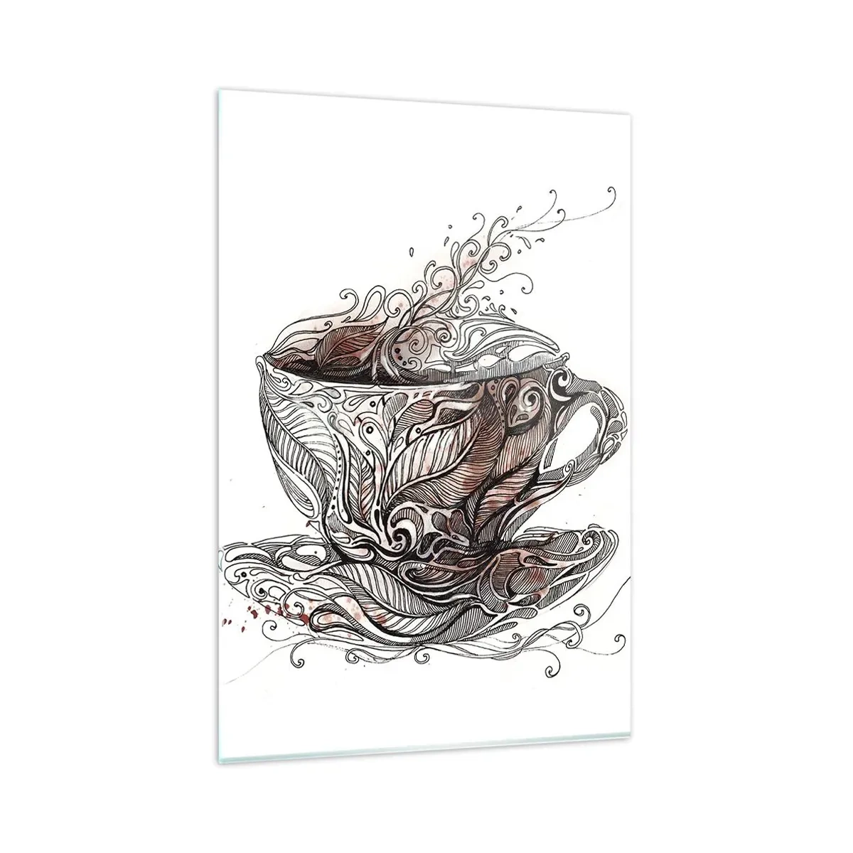 Quadro su vetro - Tazza da caffè decorativa con motivo artistico - 80x120cm - Il tè fa bene a tutto - Decorazione murale moderna per soggiorno e camera da letto ARTTOR