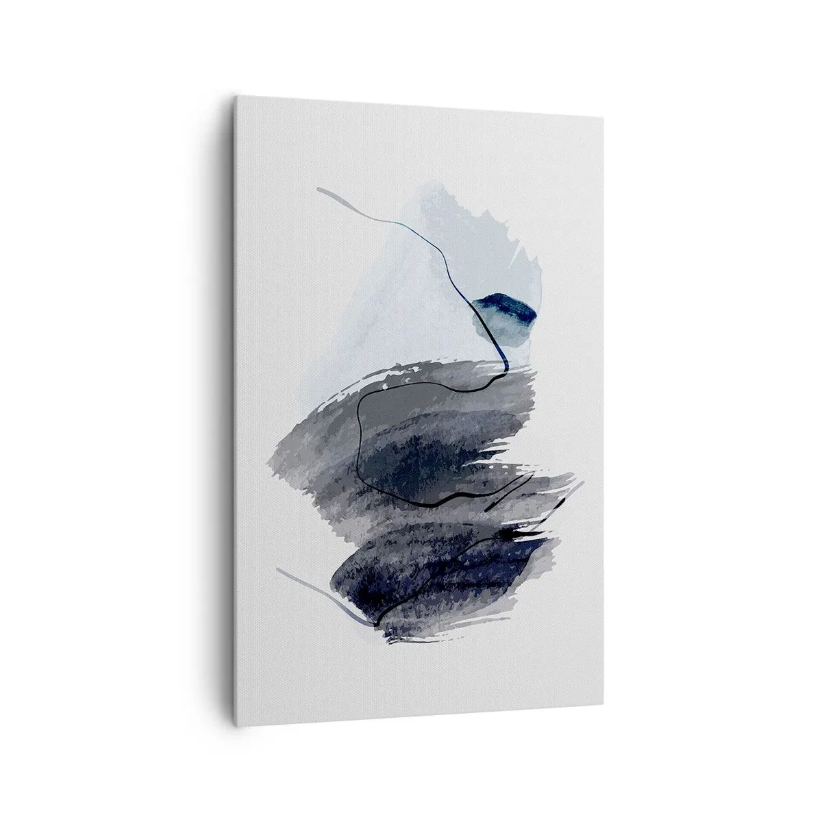 Quadro su tela - Stampe su Tela - Composizione astratta nei toni del grigio e del blu - 80x120cm - Intensità e movimento - Decorazione murale moderna per soggiorno e camera da letto ARTTOR