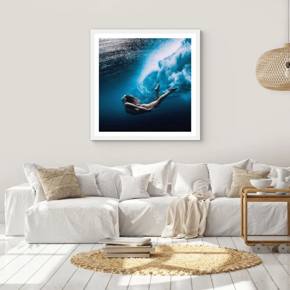 Poster in cornice bianca - Moderna sirena - 30x30 cm