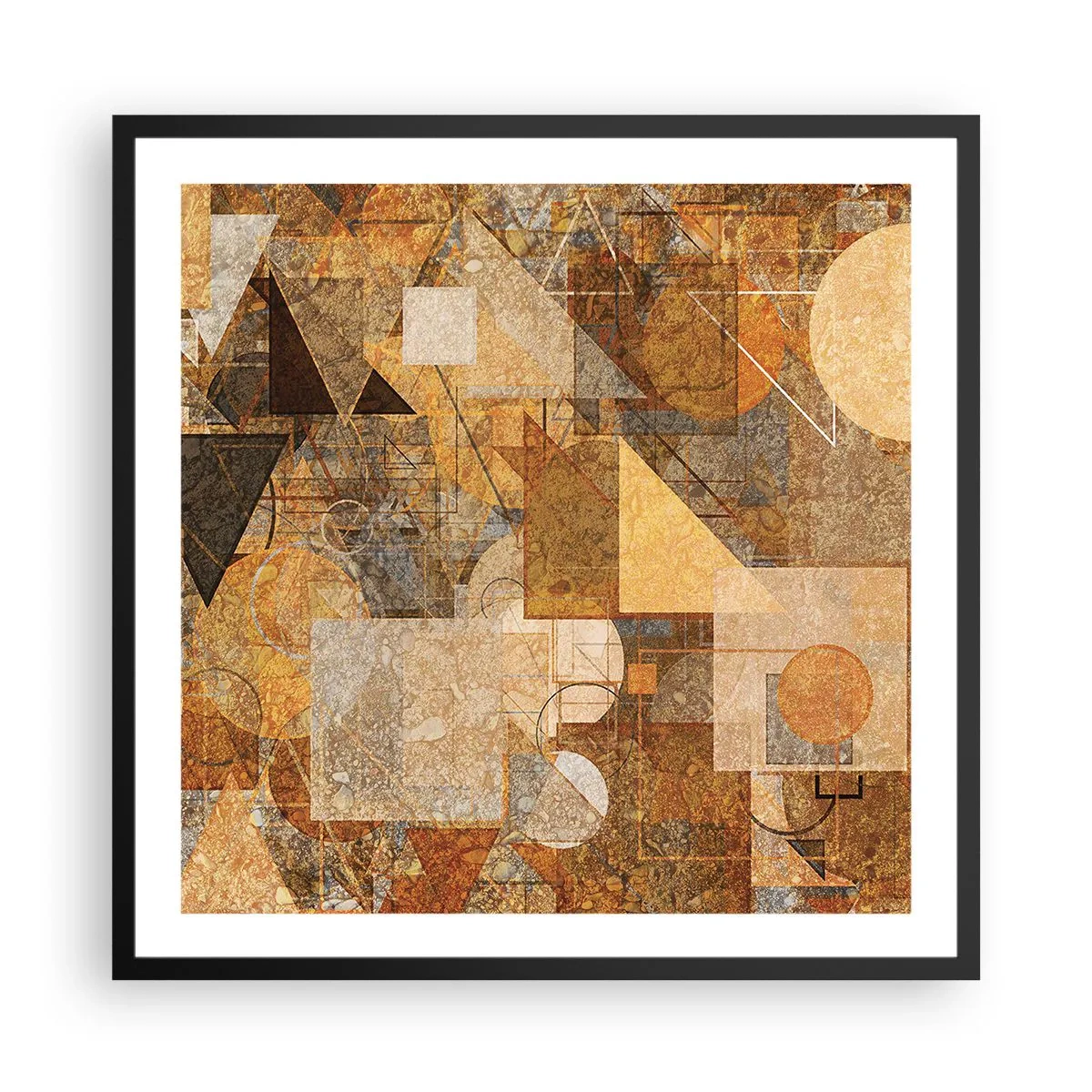 Poster in cornice nera - Studio cubista in marrone - 60x60 cm
