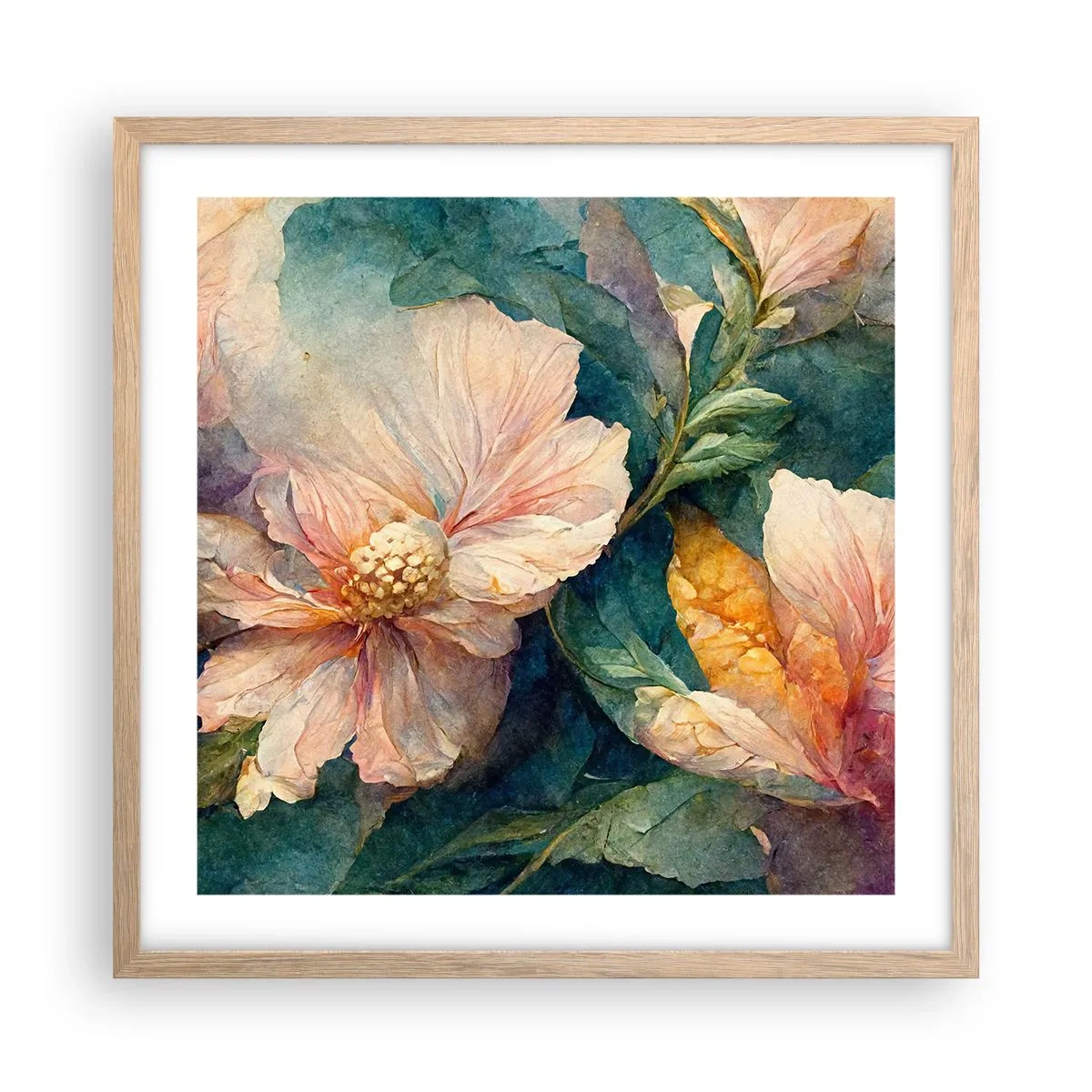 Poster in cornice rovere chiaro - Delicatezza pura - 50x50 cm