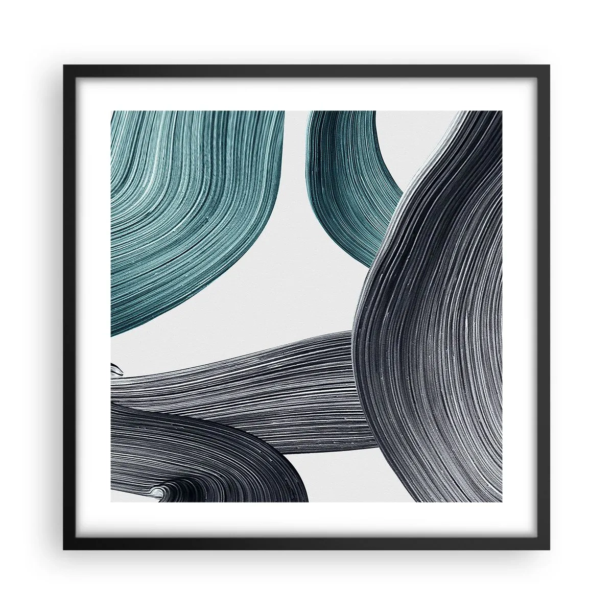 Poster in cornice nera - Tracce smeraldo e nero - 50x50 cm