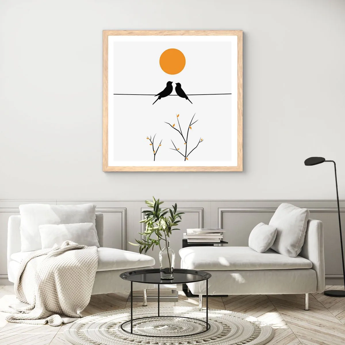 Poster in cornice rovere chiaro - Sera da usignoli - 30x30 cm