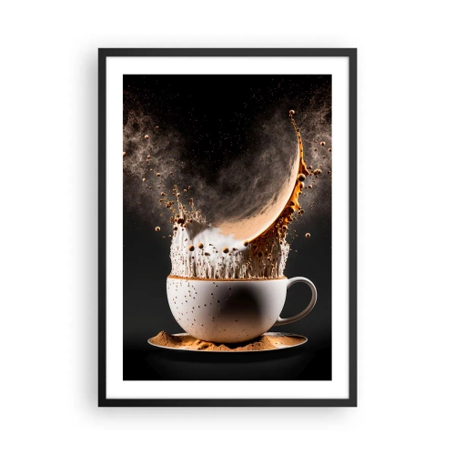 Poster in cornice nera - Un'esplosione dinamica di caffè in una tazza - 50x70cm - Esplosione di sapore - Decorazione murale moderna per soggiorno e camera da letto ARTTOR