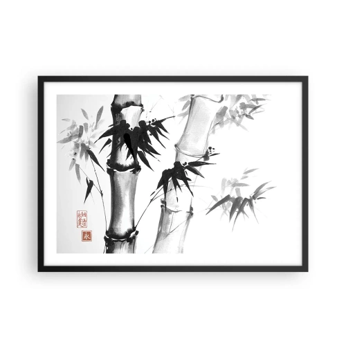 Poster in cornice nera - Bambù acquerello in stile giapponese su sfondo bianco - 70x50cm - Particolare d'oriente - Decorazione murale moderna per soggiorno e camera da letto ARTTOR