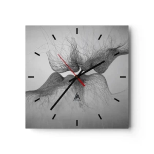 Orologio da parete - Orologio in Vetro - Un bacio astratto presentato in una forma eterea - 30x30cm - Il bacio del vento - Decorazione murale moderna per soggiorno e camera da letto ARTTOR