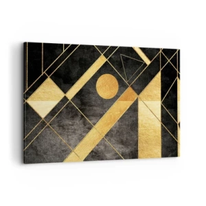 Quadro su tela - Stampe su Tela - Forme geometriche nei toni dell'oro e del nero - 120x80cm - Sole del deserto - Decorazione murale moderna per soggiorno e camera da letto ARTTOR