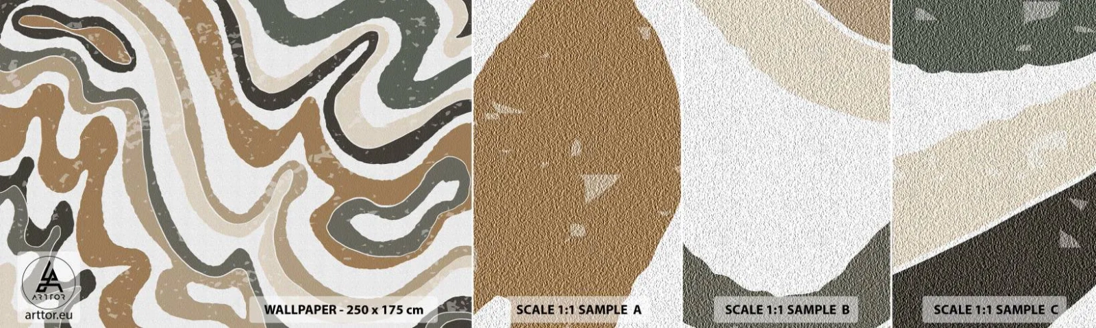 Campione di Fotomurale Adesivo Deluxe Sticker - I meandri dei colori della terra - Astrazione, Pezzo, Boho - 100x30 cm