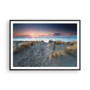 Poster in cornice nera - Sentiero che porta alla spiaggia al tramonto - 100x70cm - Hai versato un arcobaleno di luce radiosa... - Decorazione murale moderna per soggiorno e camera da letto ARTTOR
