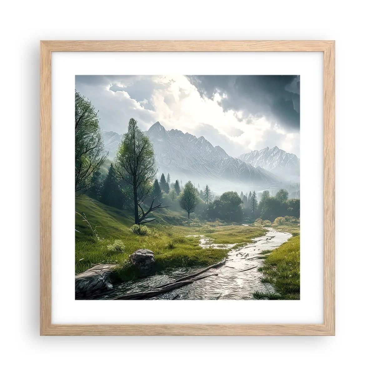 Poster in cornice rovere chiaro - Andata e ritorno - 40x40 cm