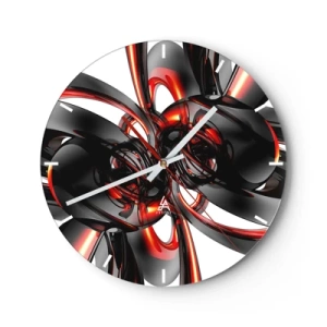 Orologio da parete - Orologio in Vetro - Motivo astratto con forme rosse e nere - 30x30cm - Movimento in grafite e rosso - Decorazione murale moderna per soggiorno, cucina e camera da letto ARTTOR