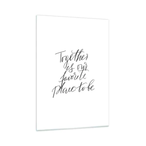 Quadro su vetro - Iscrizione calligrafica minimalista su sfondo bianco - 50x70cm - Anche tu lo senti? - Decorazione murale moderna per soggiorno e camera da letto ARTTOR