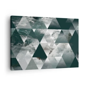 Quadro su tela - Stampe su Tela - Motivo geometrico con motivo a onde nei toni del verde - 70x50cm - Prospettiva di cristallo - Decorazione murale moderna per soggiorno e camera da letto ARTTOR