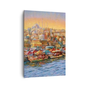Quadro su tela - Stampe su Tela - Panorama pittoresco di Istanbul con vista sulla baia e sulla città - 70x100cm - Racconto da Istanbul - Decorazione murale moderna per soggiorno e camera da letto ARTTOR