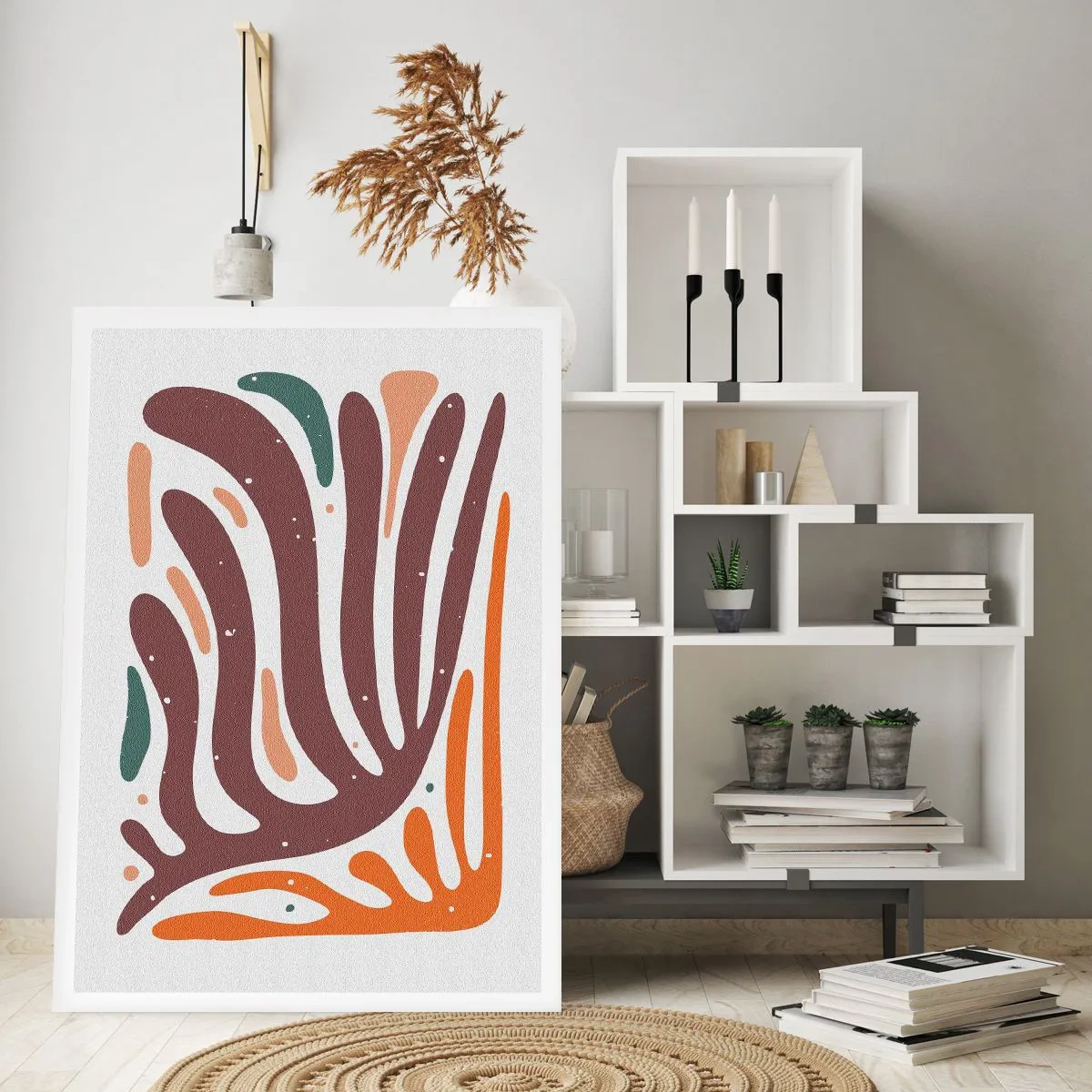 Poster - Astrazione organica nelle calde tonalità del marrone e dell'arancione - 50x70cm - Composizione organica raggiante - Decorazione murale moderna per soggiorno e camera da letto ARTTOR