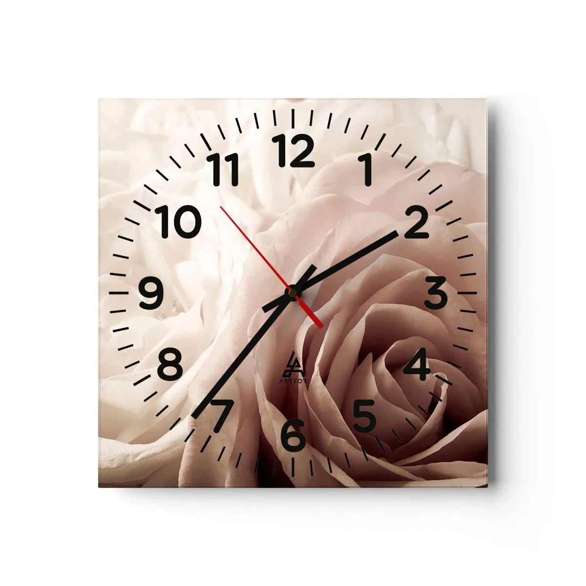 Orologio da parete - Orologio in Vetro - Nel cuore della rosa - 30x30 cm