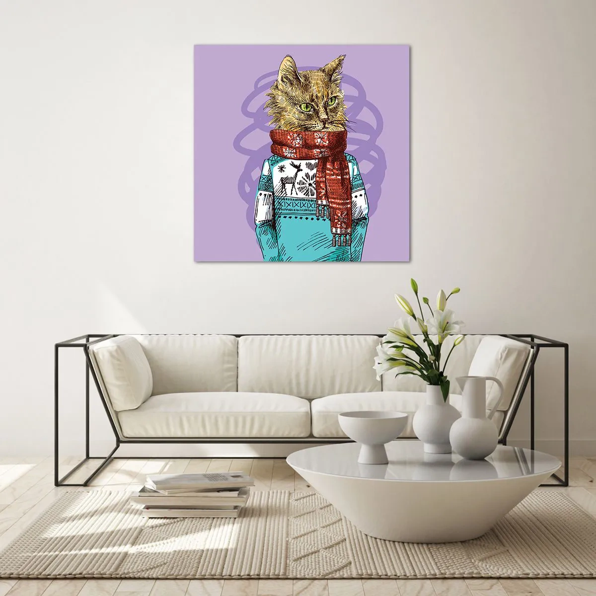 Quadro su vetro - Un gatto non solo con gli stivali - 70x70 cm