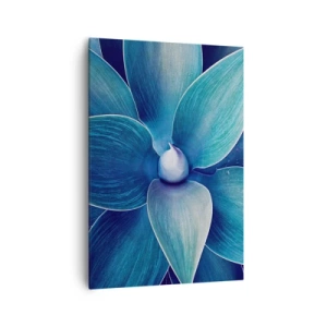 Quadro su tela - Stampe su Tela - Primo piano di un fiore astratto nei toni del blu - 70x100cm - Imbluito dal sole - Decorazione murale moderna per soggiorno e camera da letto ARTTOR