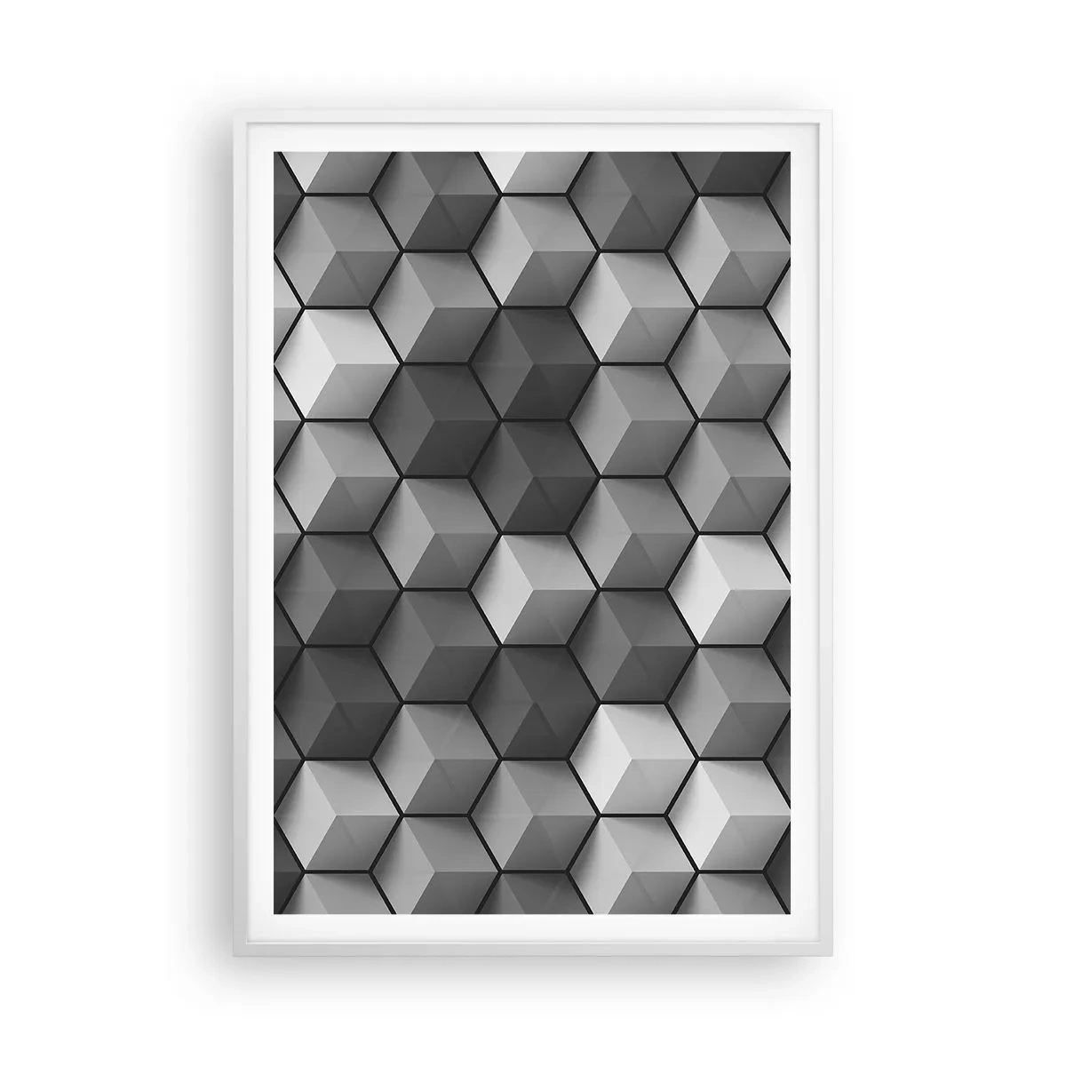 Poster in cornice bianca - Puzzle cubista - 70x100 cm
