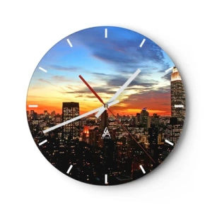 Orologio da parete - Orologio in Vetro - Luminosa notte americana - 40x40 cm